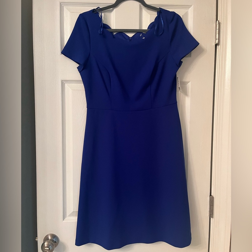Blue dress with pretty neck line design